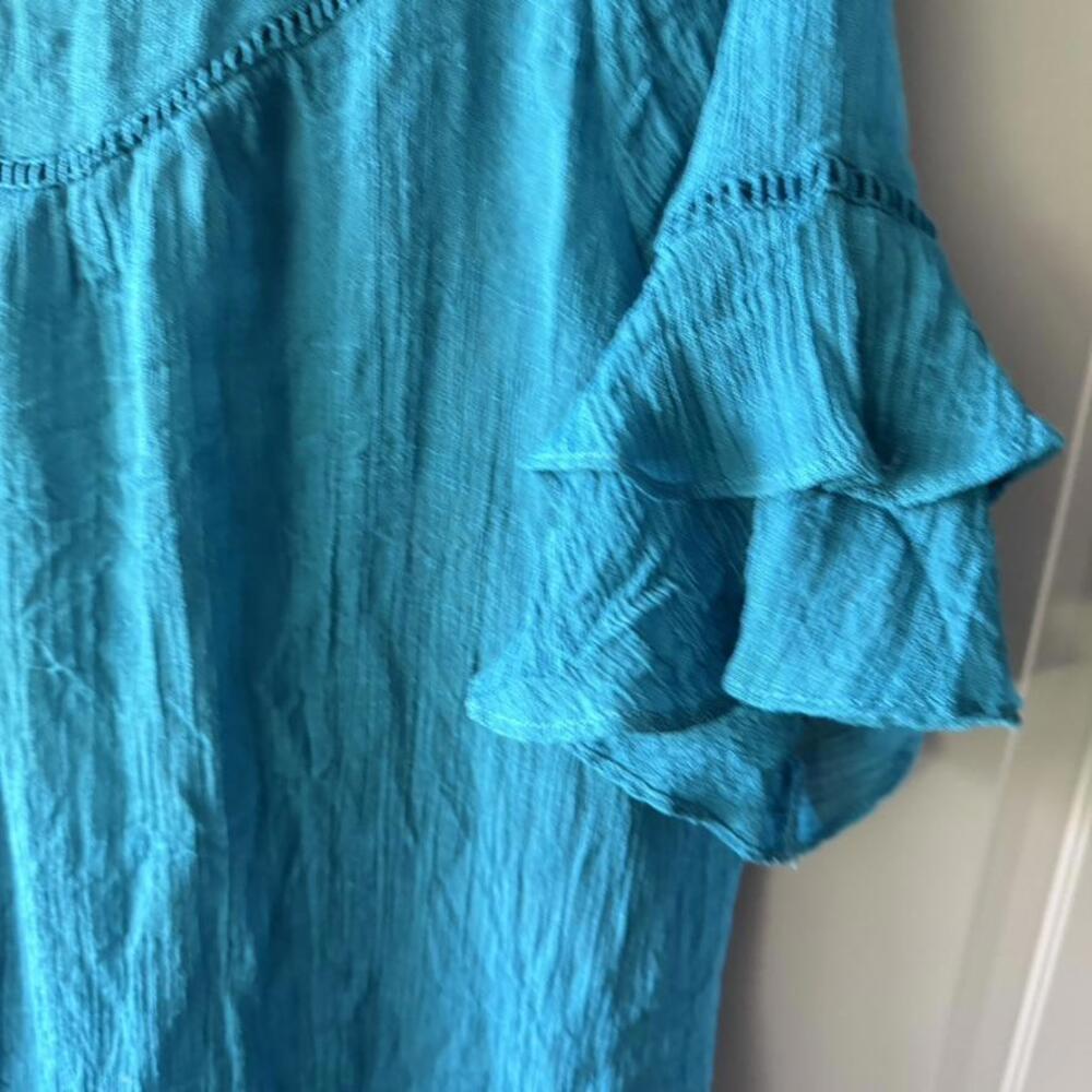 Umgee Blue Blouse with Floral Embroidery - Picture 8 of 14